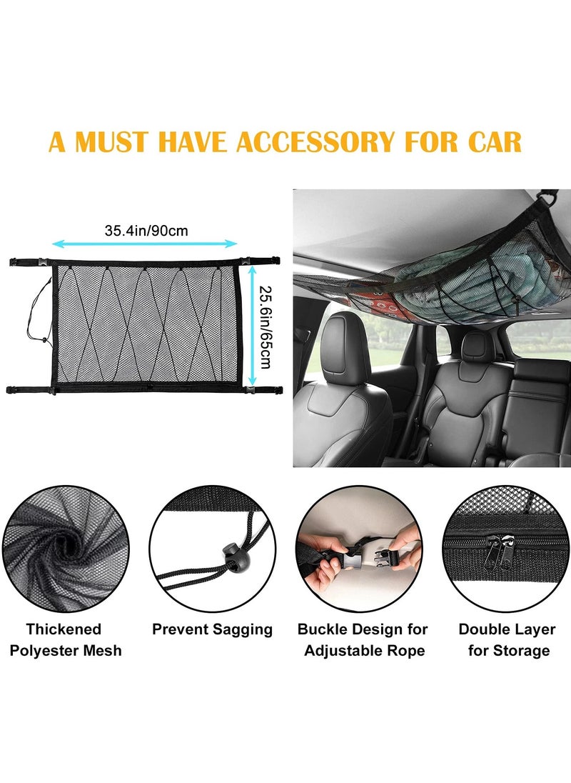 Chabeia SUV Roof Net Organizer, 90 x 65cm, Expandable, Versatile, 2-Tier, Mesh Storage, Adjustable D-ring Buckle, Car Roof Cargo Net, Universal Fit for SUVs, Reduces Sagging, Travel, Camping, Long Trips  - Image 2