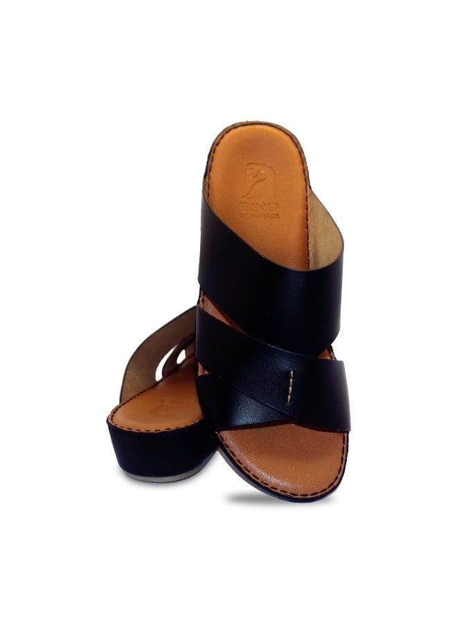 Men's Premium Leather Open Toe Slip-On Sandals - Cross Strap Design - Image 4