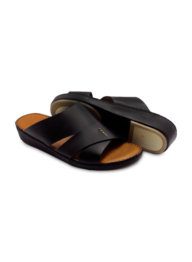 Men's Premium Leather Open Toe Slip-On Sandals - Cross Strap Design - Image 5