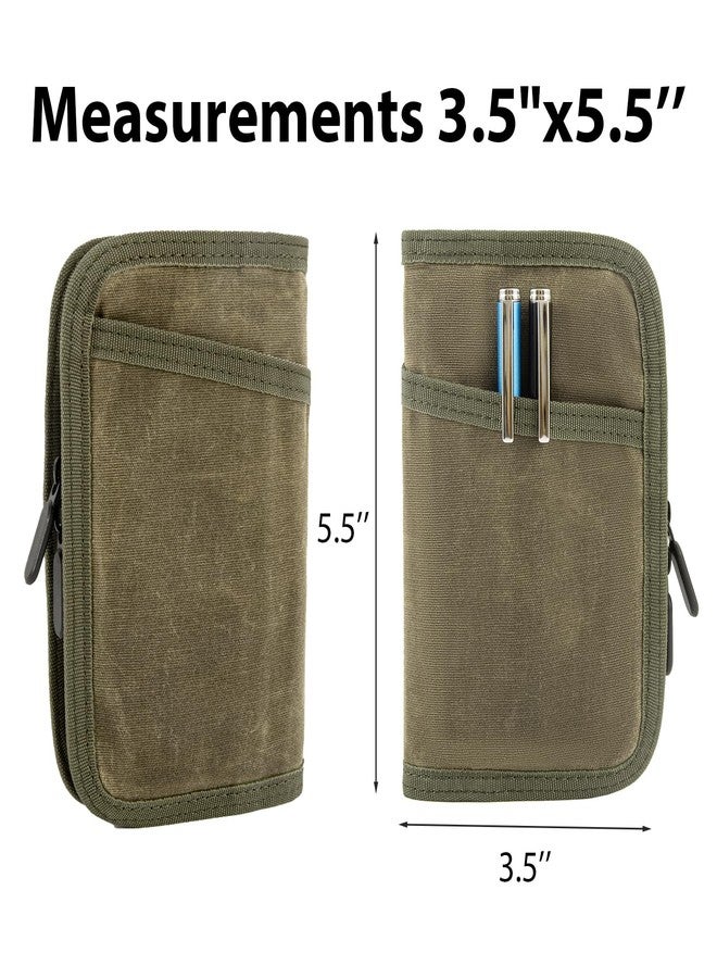 Baizoy Field Notes Notebooks Cover for 3.5 X 5.5 Inch Pocket Notebook Covers With Zipper Pen Holder,Water Resistant Journal Notebook Planner, Classy Waxed Canvas EDC Wallet (Brown + Field Notebook) - Image 3