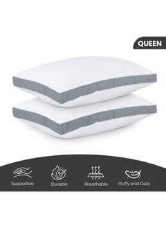 Utopia Bedding Utopia Bedding Gusseted Pillow (2-Pack) Premium Quality Bed Pillows - Side Back Sleepers - Grey Gusset - Queen - 18 x 26 Inches  - Image 2