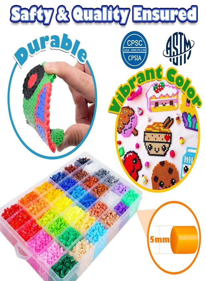 FUNZBO مجموعة خرز FUNZBO 11000 مقاس 5 مم - 36 لونًا | 66 تصميمًا، أعمال فنية وحرفية لعيد الفصح للأطفال والمراهقين والبالغين، ألعاب وحرف يدوية لتزيين الغرف، هدايا عيد الفصح للبنات والأولاد والأطفال من عمر 5 سنوات فما فوق - Image 4