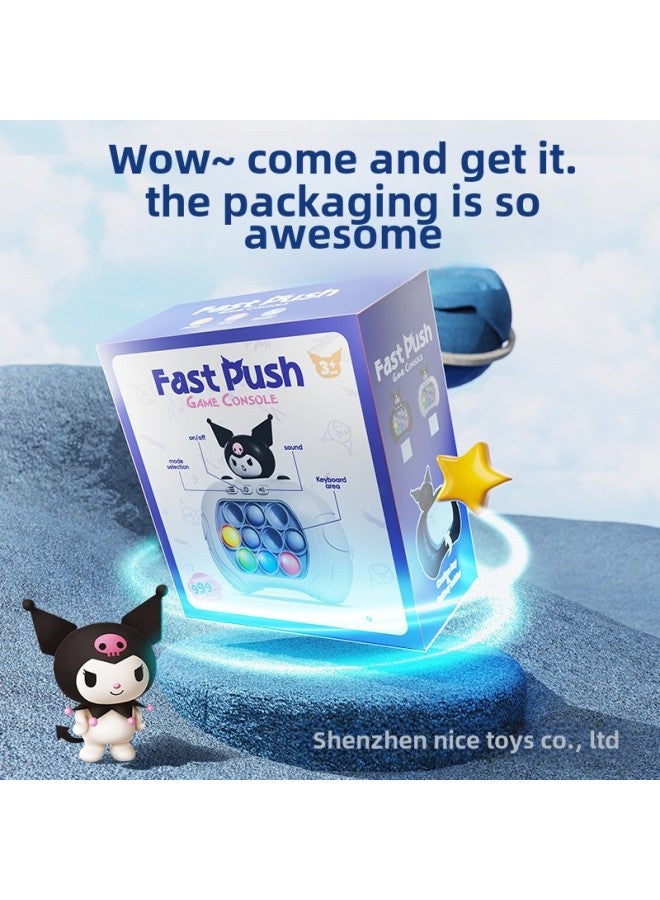 Children's Kulomi Speed Push Game Machine Rat-killing Pioneer Breaking Through Sanrio Press Music Thinking Training Decompression Toy-Color:Quick Push Game Machine [Bikachu] Charging Edition