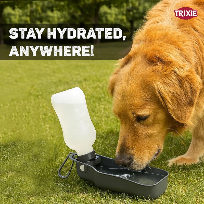 Trixie Pet Water Bottle and Bowl Combo, 0.7L Portable Water Dispenser for Dogs and Cats, Travel-Friendly Clip-On Design for Outdoor Walks, Hiking, Training & Quick Hydration - Image 2