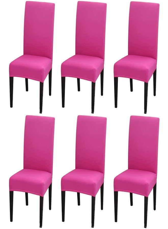 Dimatic 6 Pack Dining Chair Covers, Stretch Spandex Removable Washable Protector Chair Slipcovers for Dining Room Kitchen Hotel (Rosy) - Image 1