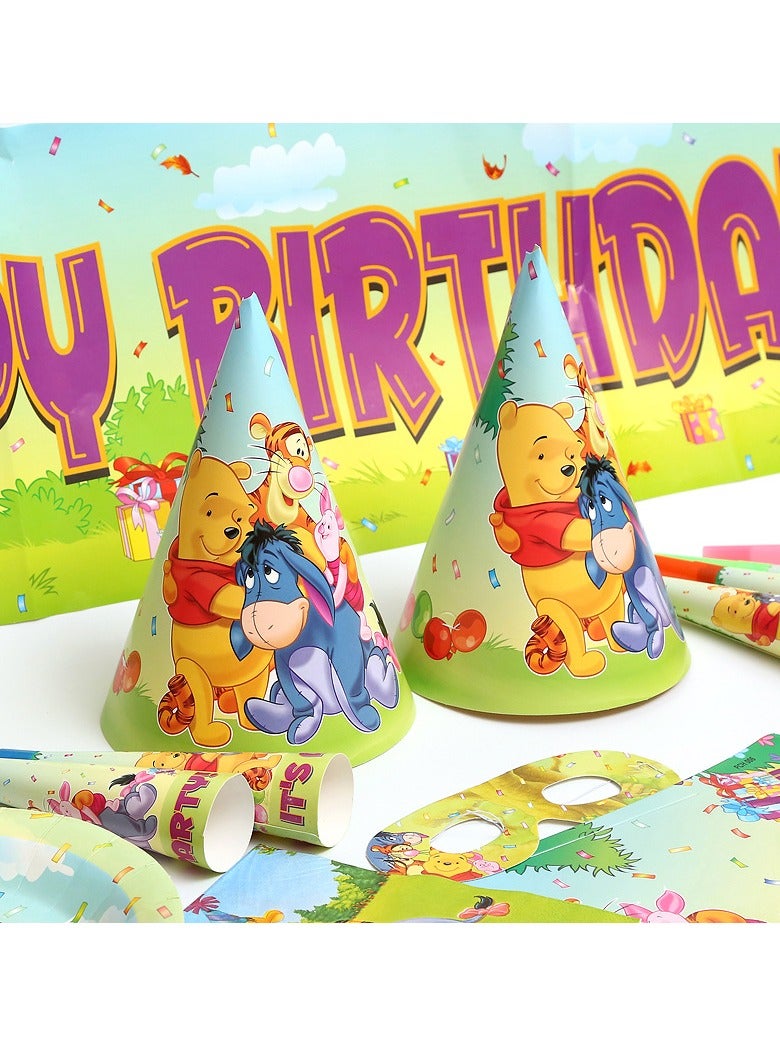 87-PCS Winnie the Pooh Cartoon Theme, Children's Birthday Party Supplies, Kids’ Party Decoration Set, Party tableware Combination, Food grade Safe and Non toxic - Image 4