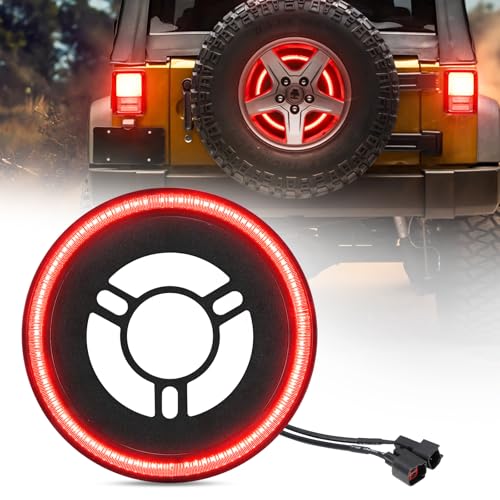 SUPAREE Spare Tire Brake Light Fit for Jeep Wrangler 20072017 JK JKU YJ TJ Plug and Play 3rd Third Brake Light Rear LED Ring Wheel Light Red - Image 1