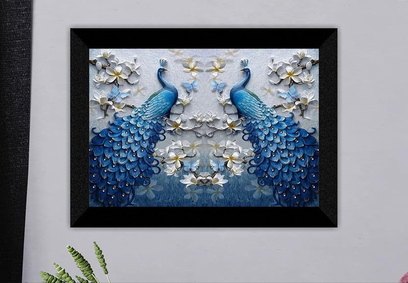 SAF SAF paintings Couple Peacock Cheery Framed UV Coated Painting 11 Inch X 14 Inch SANFK30643 - Image 2