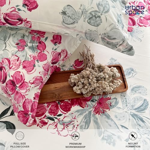 Urban Space Serene 200 TC 100% Cotton Floral Bedsheet For Double Bed, Queen Size Cotton Double Bed Sheet Cotton With 2 Pillow Covers, Bedsheet With Giftbox (Majestic Pink, Size 88 X 100 Inches) - Image 4