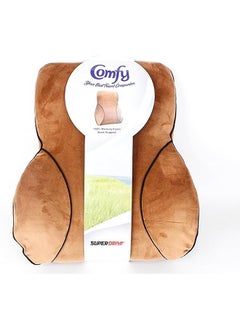 Comfy Back Support Ergonomic memory foam Pillow with adjustable strap for Office Chair and Car Seat - Café