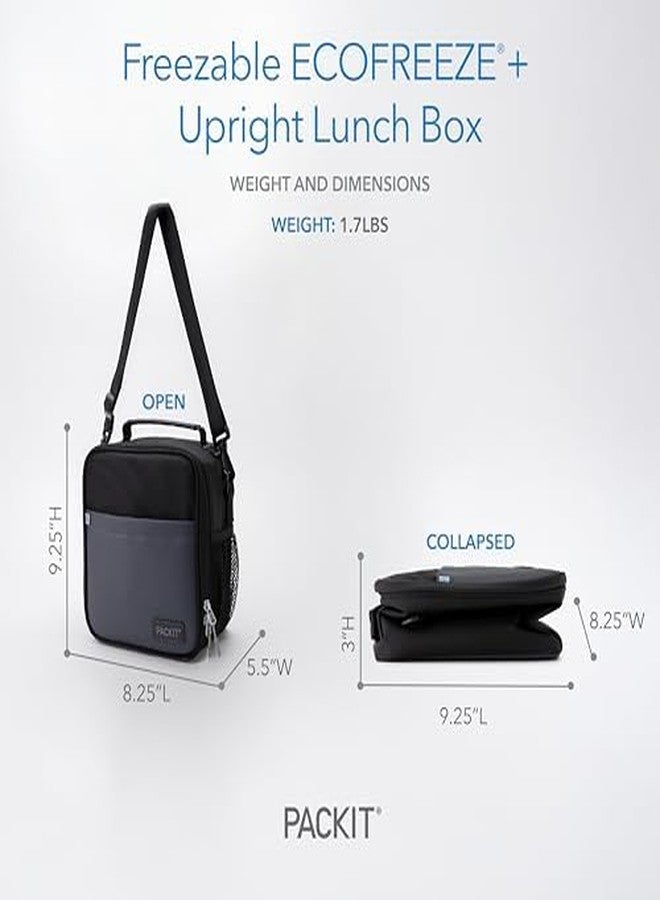 PackIt Freezable Upright Lunch Box, Black/Gray, Engineered with ECOFREEZE+ Technology: Triple Layered Protection for Ultimate Cooling, with Removable Crossbody Strap, Fresh Food On the Go - Image 5