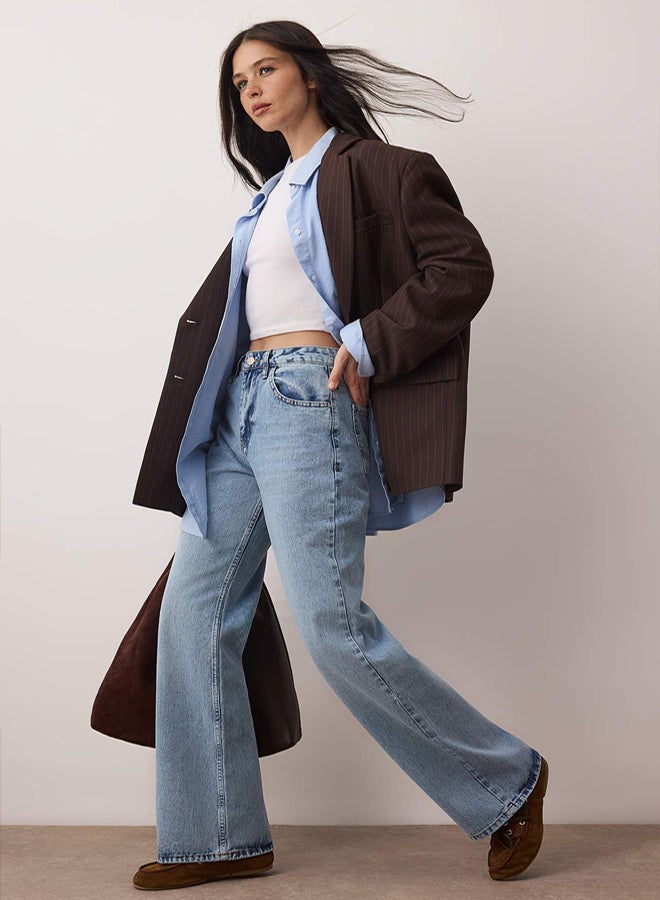 trendyol Blue High Waist Wide Leg Palazzo Jeans - Image 2