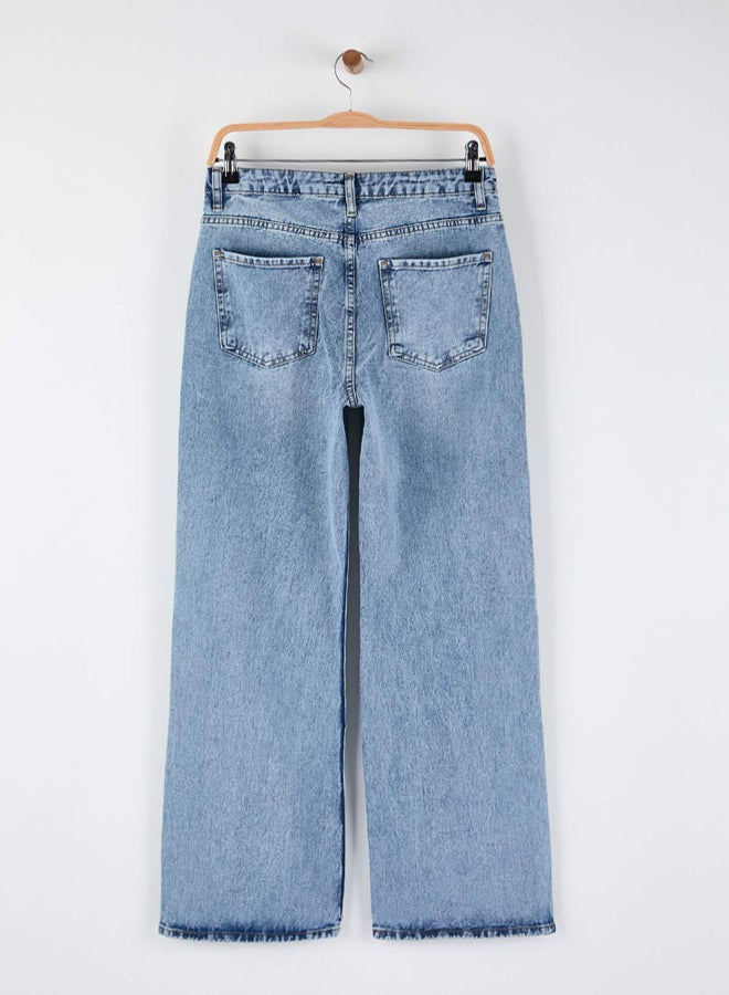 trendyol Blue High Waist Wide Leg Palazzo Jeans - Image 5