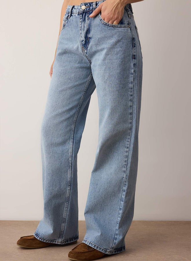 trendyol Blue High Waist Wide Leg Palazzo Jeans - Image 3