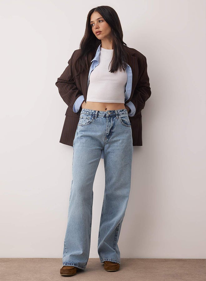 trendyol Blue High Waist Wide Leg Palazzo Jeans - Image 1