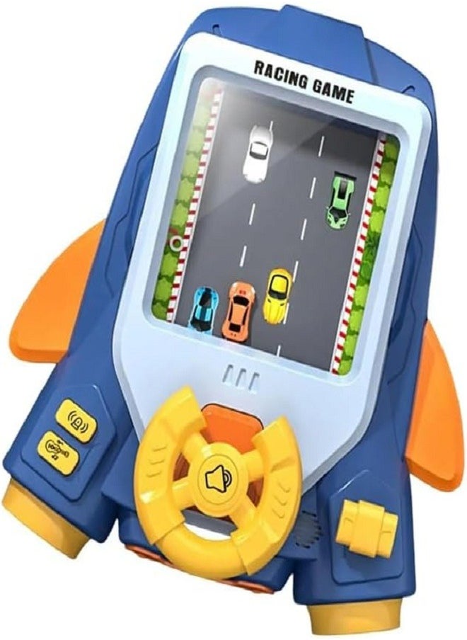 Generic - Car racing simulation game for children with a steering wheel and sound effects, 36 x 34 cm, blue - Image 1