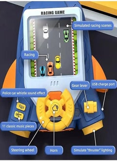 Generic Car racing simulation game for children with a steering wheel and sound effects, 36 x 34 cm, blue  - Image 3