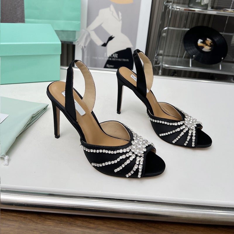Genuine Leather Sandals For Women 2024 Style Sheepskin Rhinestone Strap High Heels Casual Wedge Trendy Versatile - Image 5
