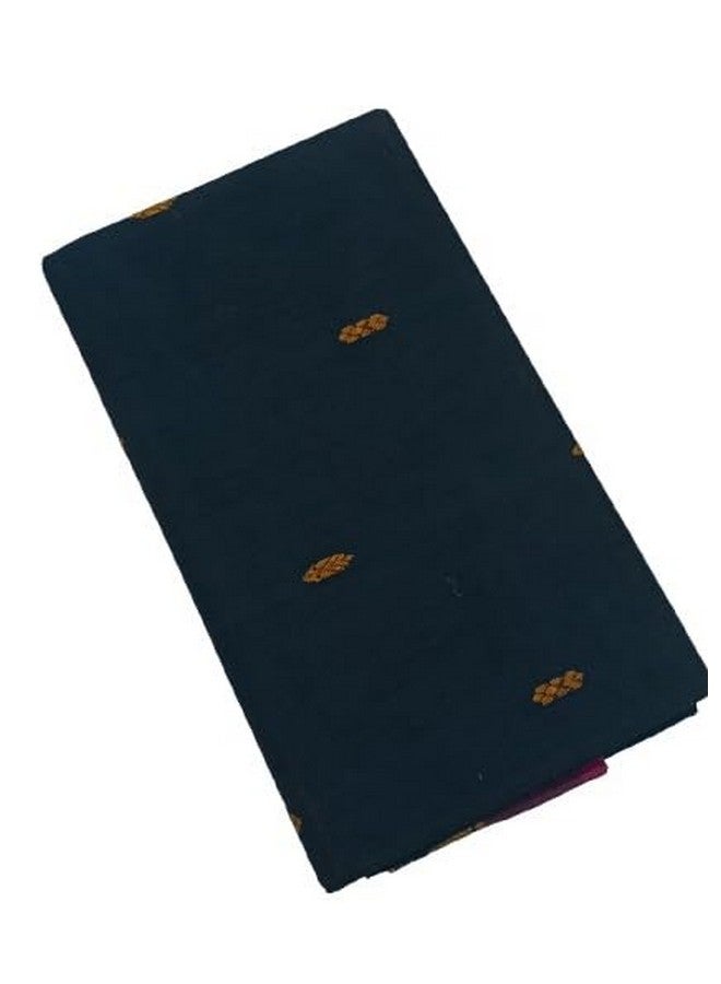 kerala kuthampully pure handloom cotton saree with navy blue  - Image 1