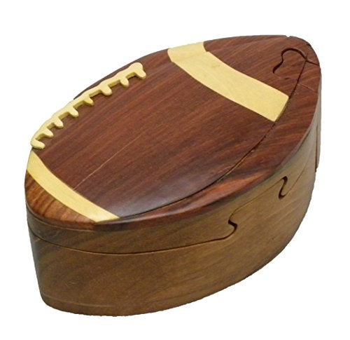 The Handcrafted Football Secret Handcrafted Wooden Puzzle Box - Image 1