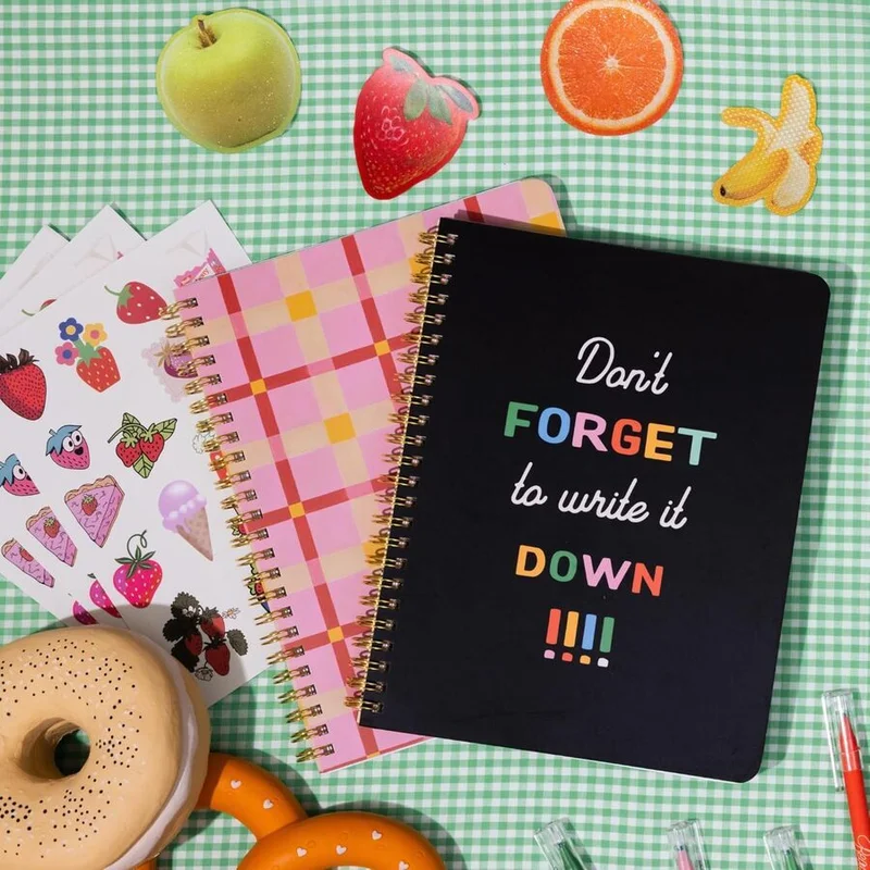 ban.do Rough Draft Mini Notebook, Pink Plaid