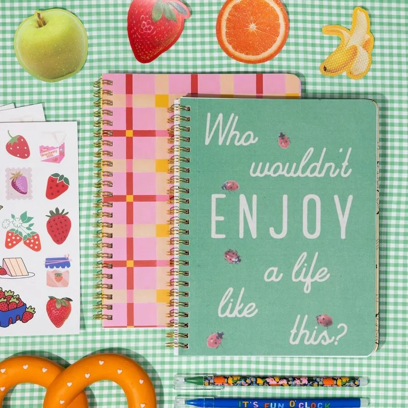 ban.do Rough Draft Mini Notebook, Pink Plaid