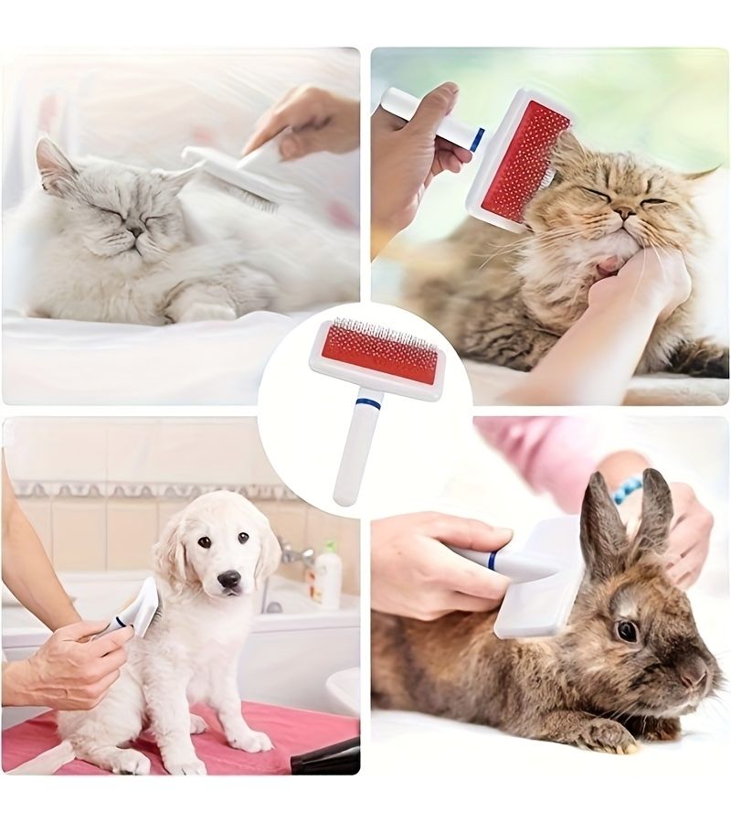 White De Shedding Dog Cat Comb Brush Grooming Tool For Golden Retriever Teddy Puppy - Image 3