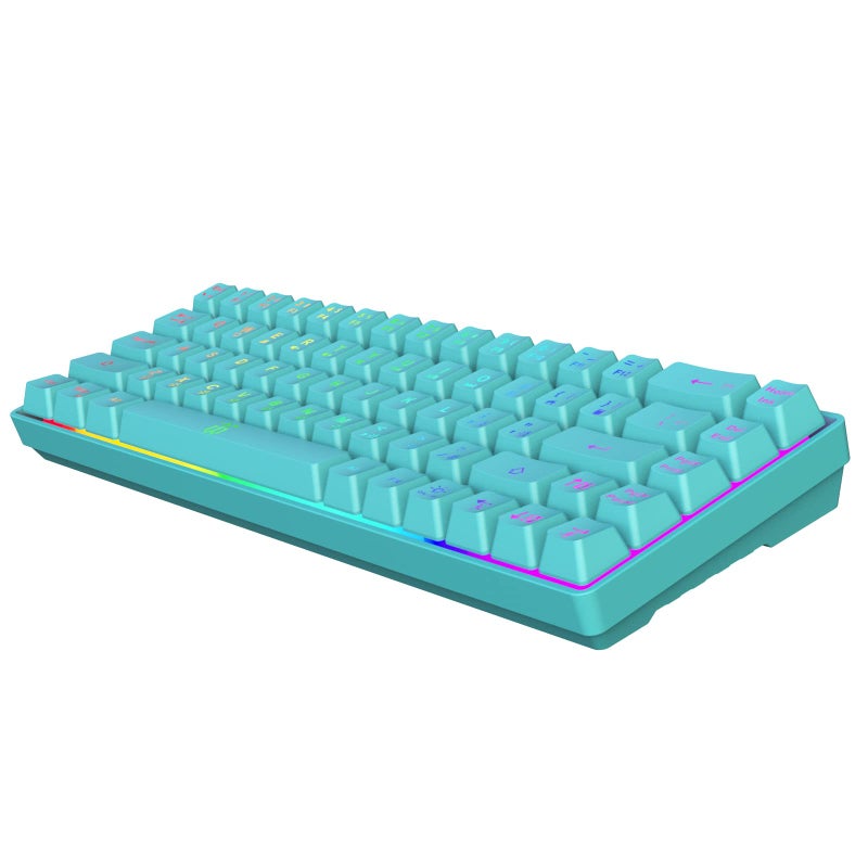 Snpurdiri 60% لوحة مفاتيح ألعاب غشائية، RGB مدمجة سلكية صغيرة، إحساس ميكانيكي قوي لأجهزة الكمبيوتر/ماك للاعبين، للكتابة، للسفر، سهلة الحمل في رحلة عمل (68 مفاتيح، أزرق) - Image 2