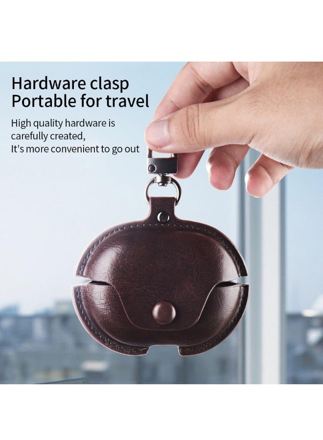 Huawei FreeBuds Pro 3 Case, Premium Business Casual Leather Case with Keychain, Luxury, Elegant and Beautiful Design Cover, Non-Slip Vintage Looking Perfect Stitching Leather Case (Brown) - Image 3
