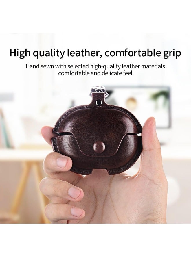 Huawei FreeBuds Pro 3 Case, Premium Business Casual Leather Case with Keychain, Luxury, Elegant and Beautiful Design Cover, Non-Slip Vintage Looking Perfect Stitching Leather Case (Brown) - Image 2