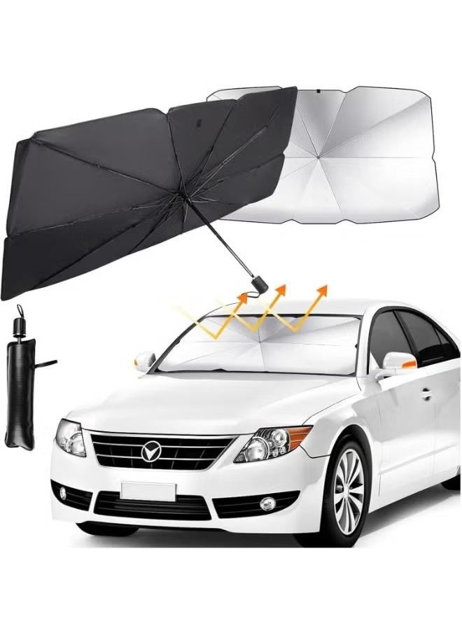 A ZONE Car Sun Shade Windshield Cover - Foldable Umbrella Sun Shade for Car Front Window, Sun Protection & Heat Insulation, Full Cover for Most Vehicles  - Image 1