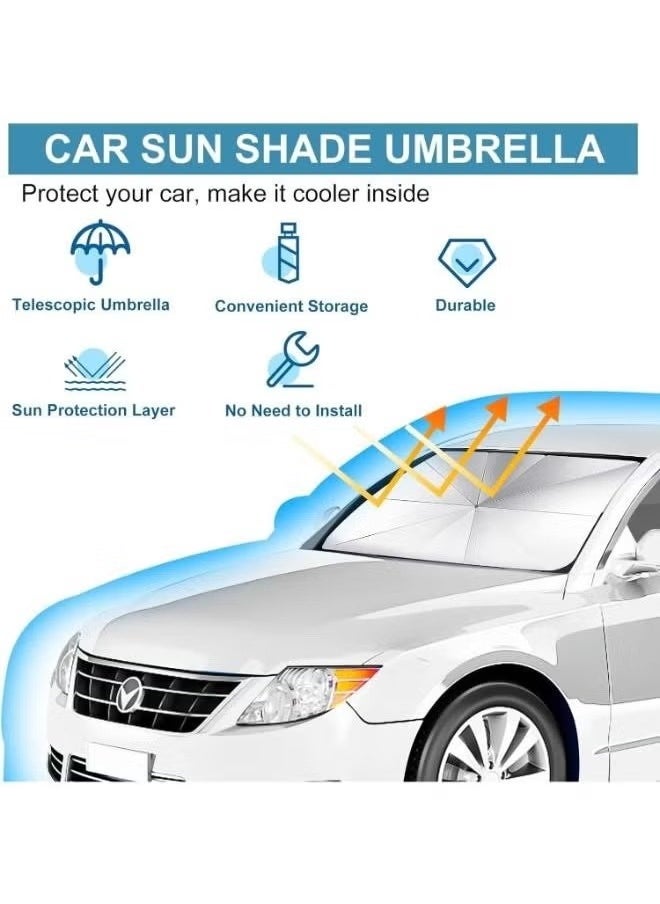 A ZONE Car Sun Shade Windshield Cover - Foldable Umbrella Sun Shade for Car Front Window, Sun Protection & Heat Insulation, Full Cover for Most Vehicles  - Image 3