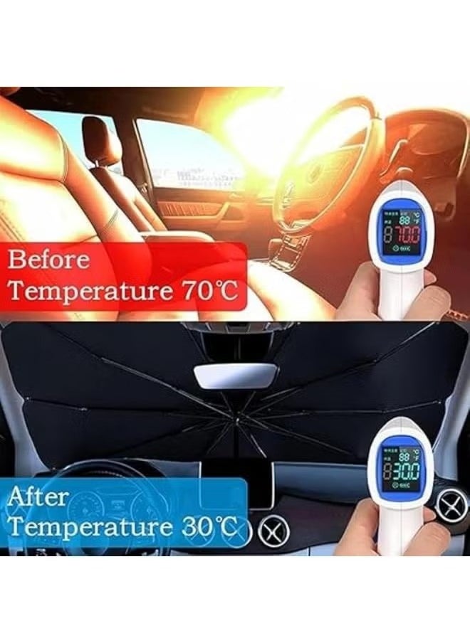 A ZONE Car Sun Shade Windshield Cover - Foldable Umbrella Sun Shade for Car Front Window, Sun Protection & Heat Insulation, Full Cover for Most Vehicles  - Image 4