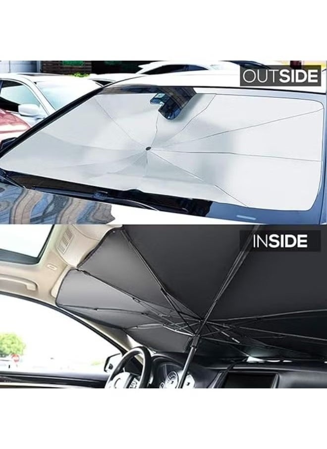 A ZONE Car Sun Shade Windshield Cover - Foldable Umbrella Sun Shade for Car Front Window, Sun Protection & Heat Insulation, Full Cover for Most Vehicles  - Image 5