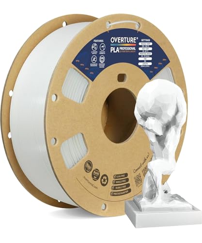 OVERTURE PLA Plus (PLA+) Filament 1.75mm, Stronger & More Durable, Professional Toughness 3D Printer Filament 1kg (2.2lbs), High Precision +/- 0.02mm, Tangle-Free (White) - Image 1