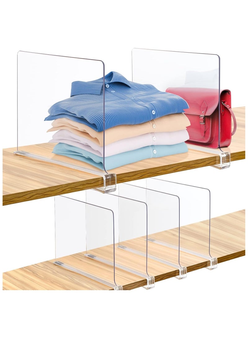 Shelf Dividers for Closet Organization and Storage, 6 Pack Acrylic Clear Closet Shelf Dividers for Wood Shelves, Vertical Sweater Handbag Purse Organizer for Bedroom Kitchen Office - Image 1