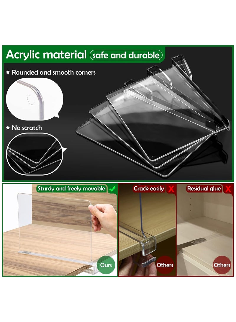 Shelf Dividers for Closet Organization and Storage, 6 Pack Acrylic Clear Closet Shelf Dividers for Wood Shelves, Vertical Sweater Handbag Purse Organizer for Bedroom Kitchen Office - Image 2