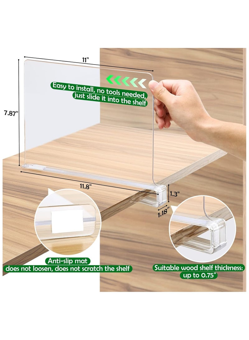Shelf Dividers for Closet Organization and Storage, 6 Pack Acrylic Clear Closet Shelf Dividers for Wood Shelves, Vertical Sweater Handbag Purse Organizer for Bedroom Kitchen Office - Image 3