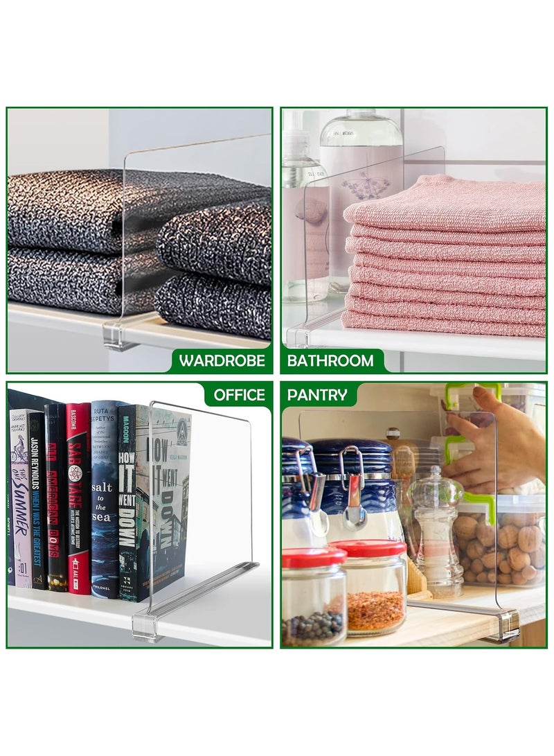 Shelf Dividers for Closet Organization and Storage, 6 Pack Acrylic Clear Closet Shelf Dividers for Wood Shelves, Vertical Sweater Handbag Purse Organizer for Bedroom Kitchen Office - Image 5