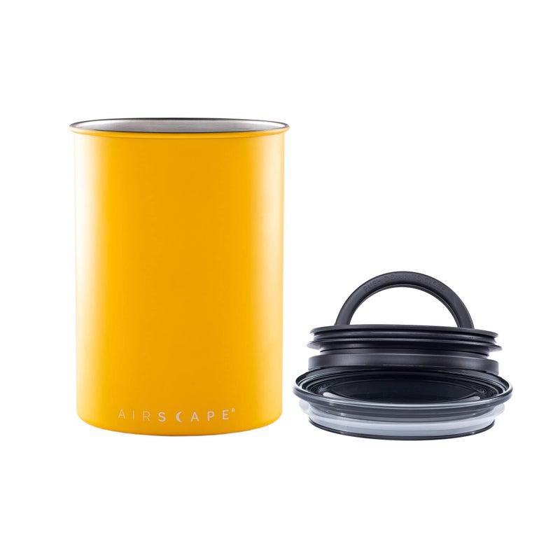 Planetary Design Airscape Stainless Steel Coffee Canister | Food Storage Container | US Patented Airtight Lid | Push Out Excess Air Preserve Food Freshness (Medium, Matte Yellow) - Image 3