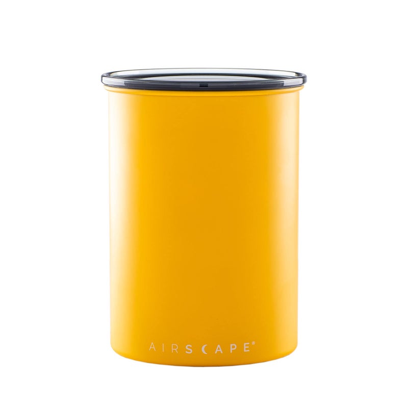 Planetary Design Airscape Stainless Steel Coffee Canister | Food Storage Container | US Patented Airtight Lid | Push Out Excess Air Preserve Food Freshness (Medium, Matte Yellow) - Image 2