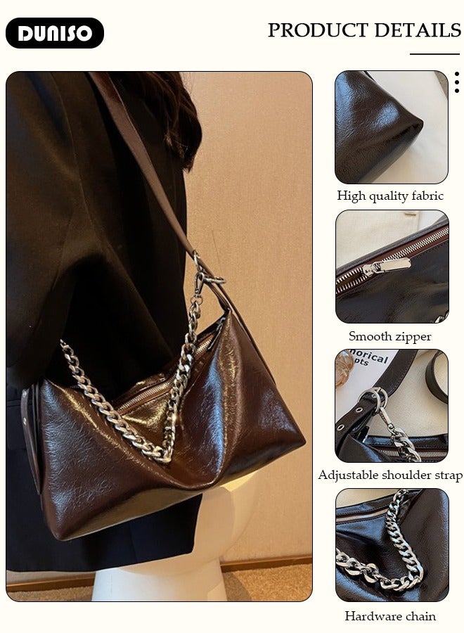 DUNISO Women's Shoulder Tote Bag Faux Leather Handbag For Women Large Capacity Bucket  Crossbody Bag Fashionable Travel Messenger Bag Shoulder Bag For Ladies Girls College Students - Image 2