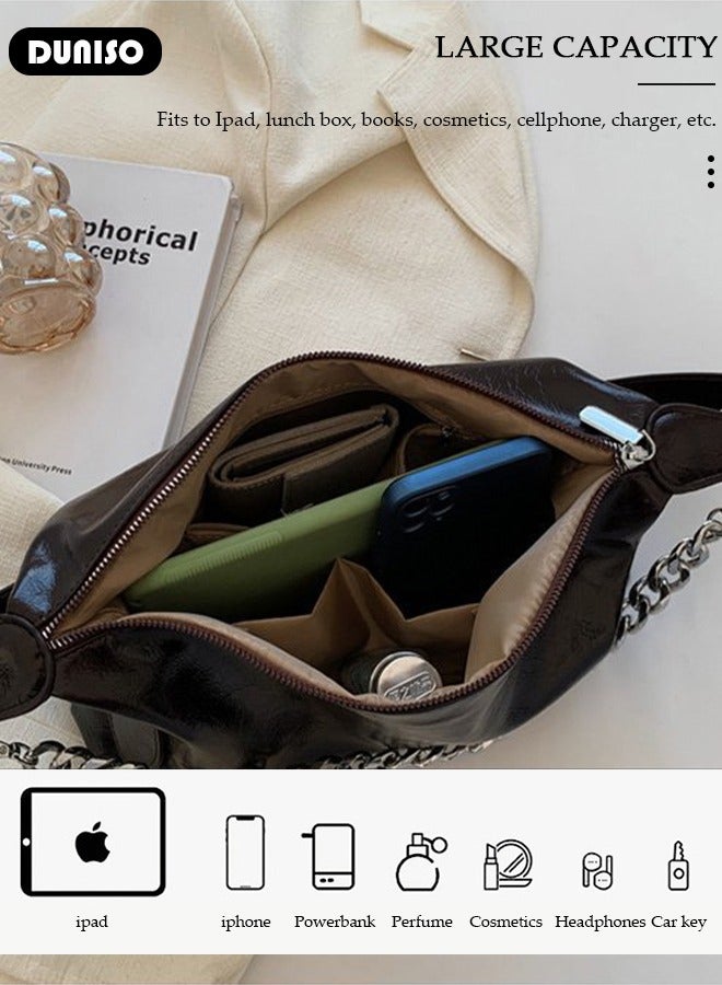 DUNISO Women's Shoulder Tote Bag Faux Leather Handbag For Women Large Capacity Bucket  Crossbody Bag Fashionable Travel Messenger Bag Shoulder Bag For Ladies Girls College Students - Image 5