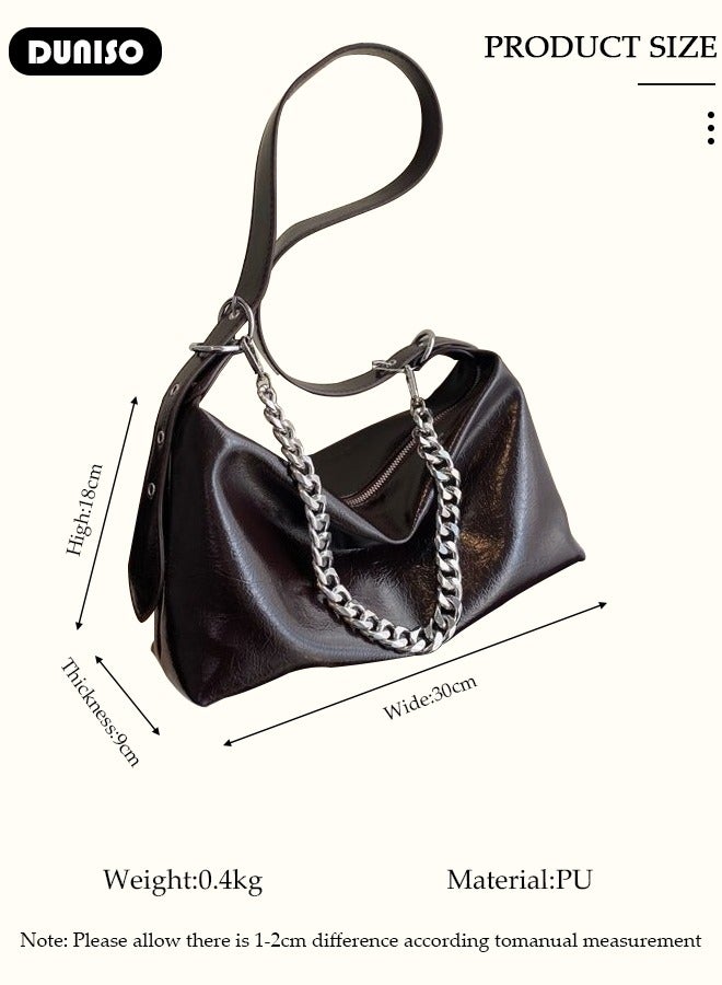 DUNISO Women's Shoulder Tote Bag Faux Leather Handbag For Women Large Capacity Bucket  Crossbody Bag Fashionable Travel Messenger Bag Shoulder Bag For Ladies Girls College Students - Image 4