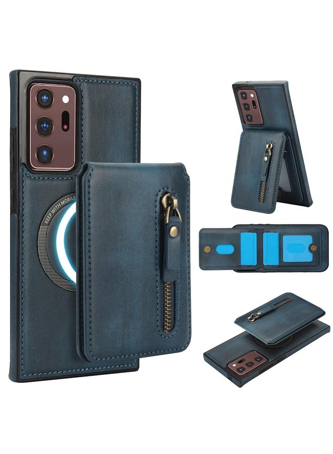 اس-توب حافظة لهاتف سامسونج جالكسي نوت 20 ألترا بسحاب ومحفظة مقسمة بغطاء خلفي من الجلد مع خاصية ماج سيف - Image 1