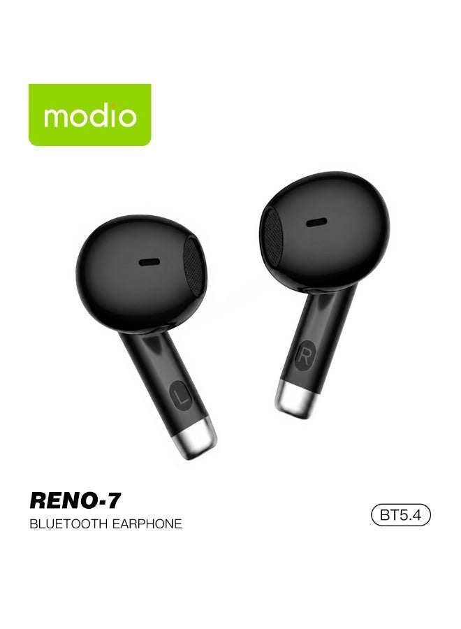 Modio RENO-7 True Wireless Earbuds with Active Noise Cancellation Bluetooth 5.4, HD Call Microphone, Touch Control, Long Battery Life & Fast Charging Case Compatible with Android Mobiles and Tablets Black - Image 2