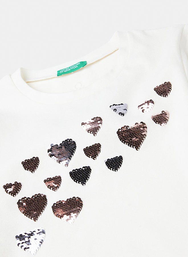 Benetton Organic cotton t-shirt with sequins  - Image 3