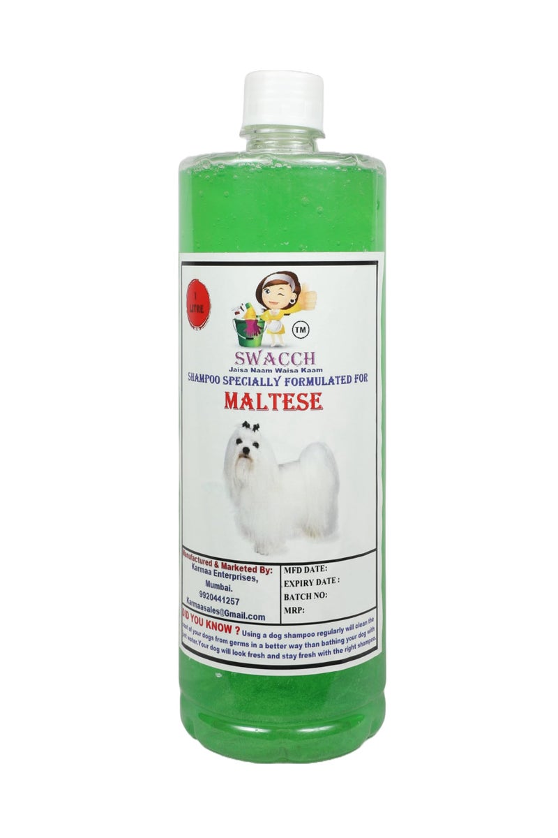 swacch Shampoo | Puppy Safe Shampoo | PH Balanced | Maltese Dog Shampoo 1 Litre Neem Alovera + | Rubber Bath Brush with Adjustable Straps | Pet Massage | Soothing Bristles Hand Brush I Combo Pack - Image 1