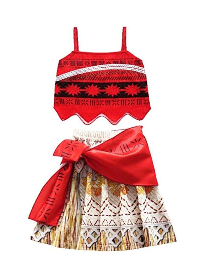 Loquat Princess Moana Girls Dress Costume With Magical Seashell Necklace, 6 - 7 Years - Image 2
