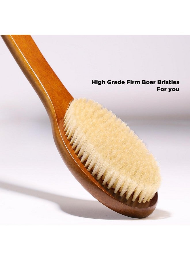 ICDI ICANdOIT Icandoit-17.71Inch Natural Boar Bristles Anti-Slip Curved Long Handle Bath Brush,Bent Handle Shower Scrubber For Exfoliating,Shower Back Brush - Image 2